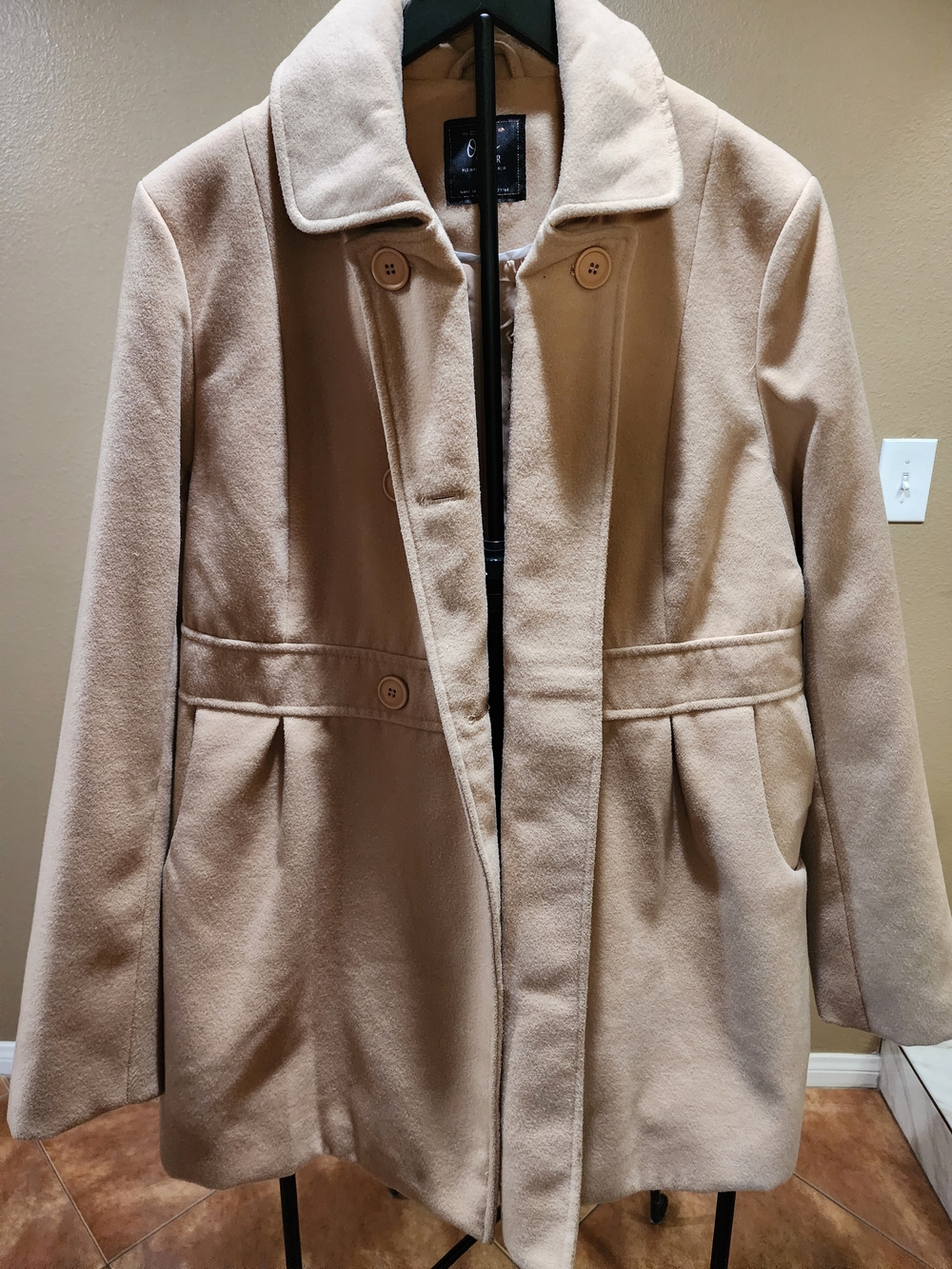 Cotton On Beige Wool-Blend Pea Coat